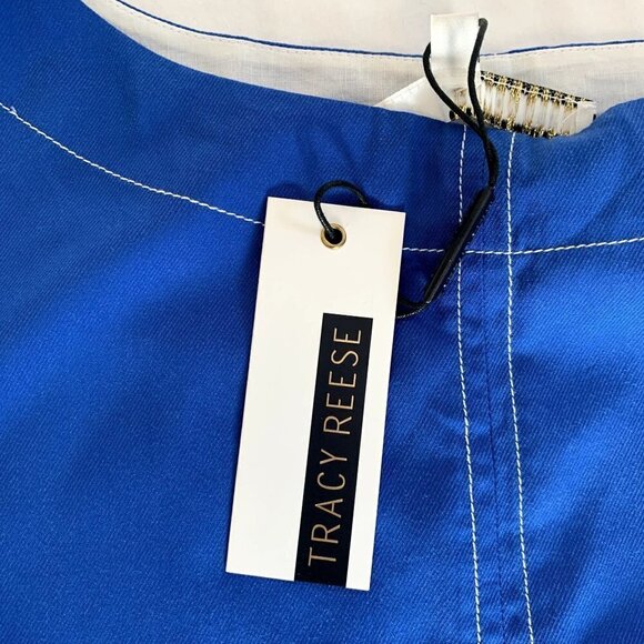 NEW Tracy Reese Split Sleeves Top Blue Nautical Blouse Sz S - Picture 12 of 13